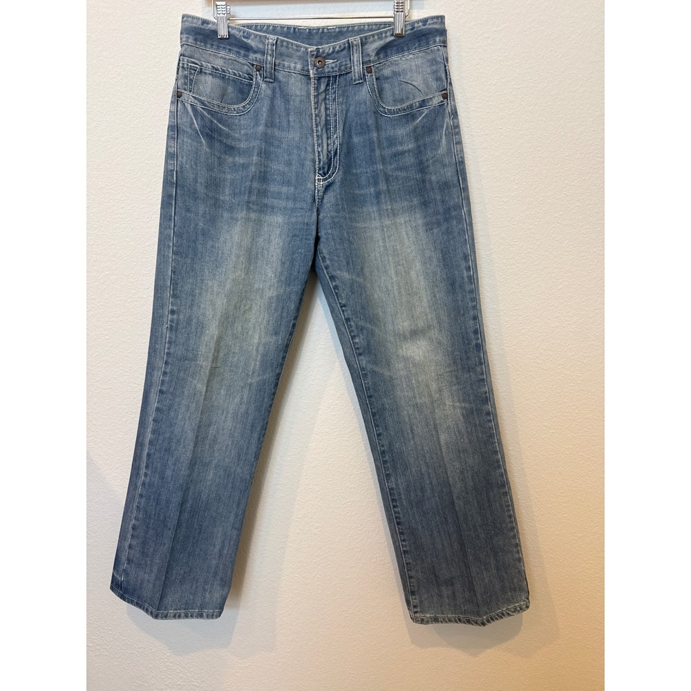 Flypaper Men's Y2K Flap Pocket Jeans 32X30 Straight Leg Light Wash Denim